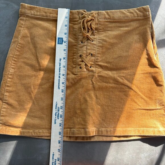 SO Women's Cordaroy Lace up Mustard Yellow Mini Skirt Size 11/30 Punk Fall - Picture 8 of 9